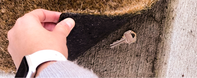 Key under a mat