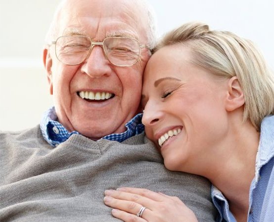 Elderly dad and daughter