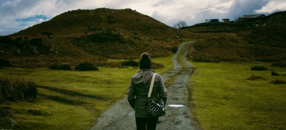 Lady Walking In Nature