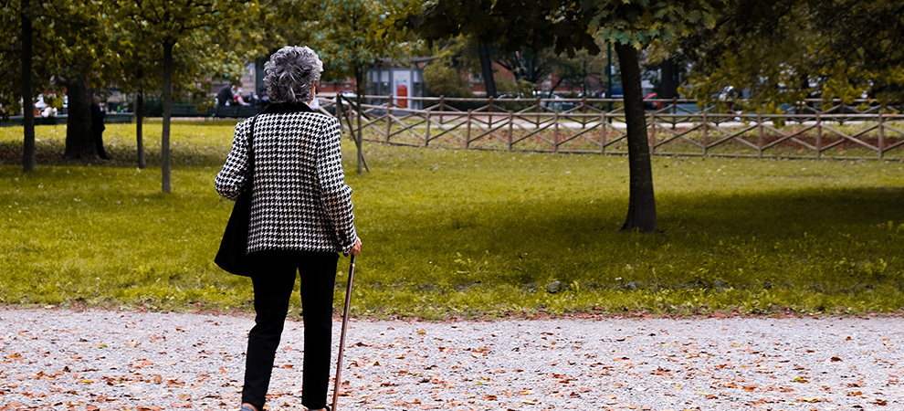 Elderly lady walking